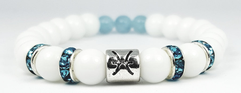 Pisces's aquamarine white onyx bracelet by zodiac bling