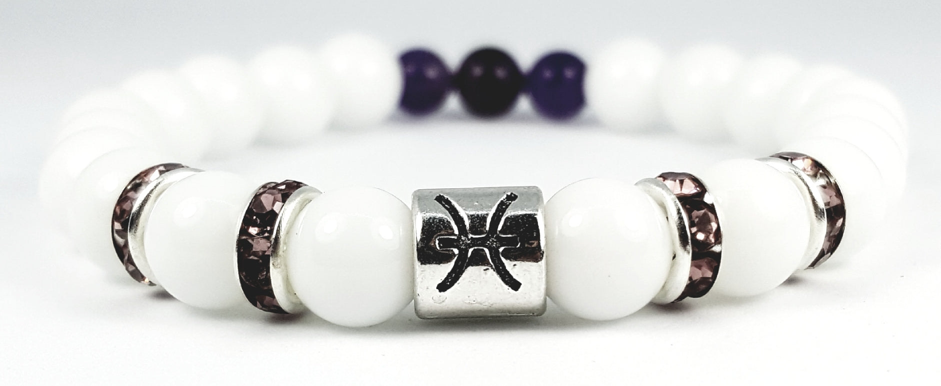 pisces's amethyst white onyx bracelet by zodiac bling