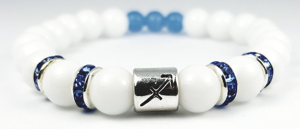 sagittarius's blue topaz white onyx bracelet by zodiac bling
