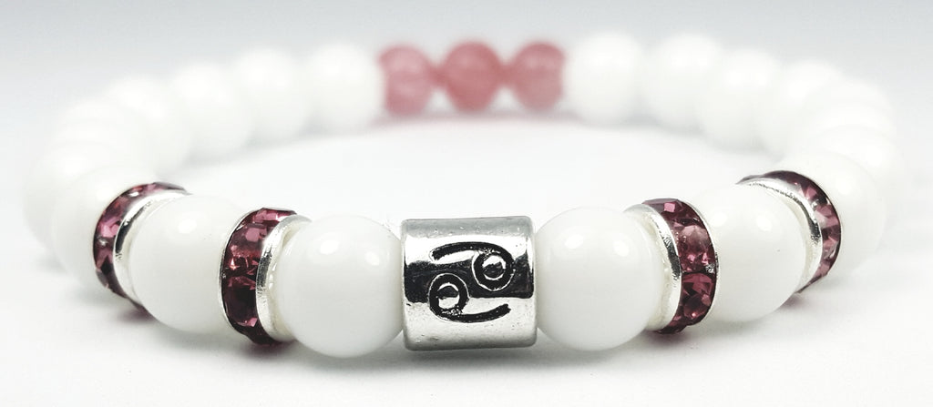 cancer's rose white onyx bracelet by zodiac bling
