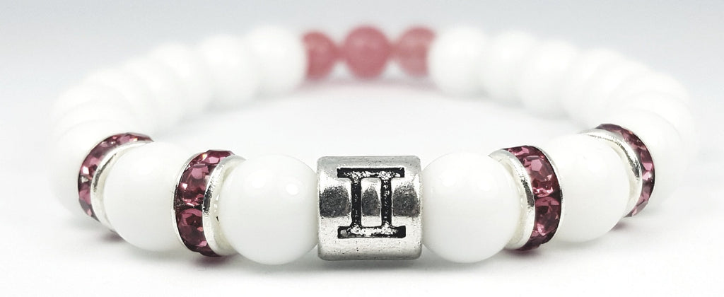 gemini's rose white onyx bracelet by zodiac bling