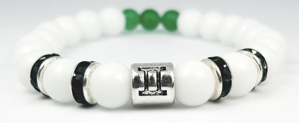 gemini's emerald white onyx bracelet by zodiac bling