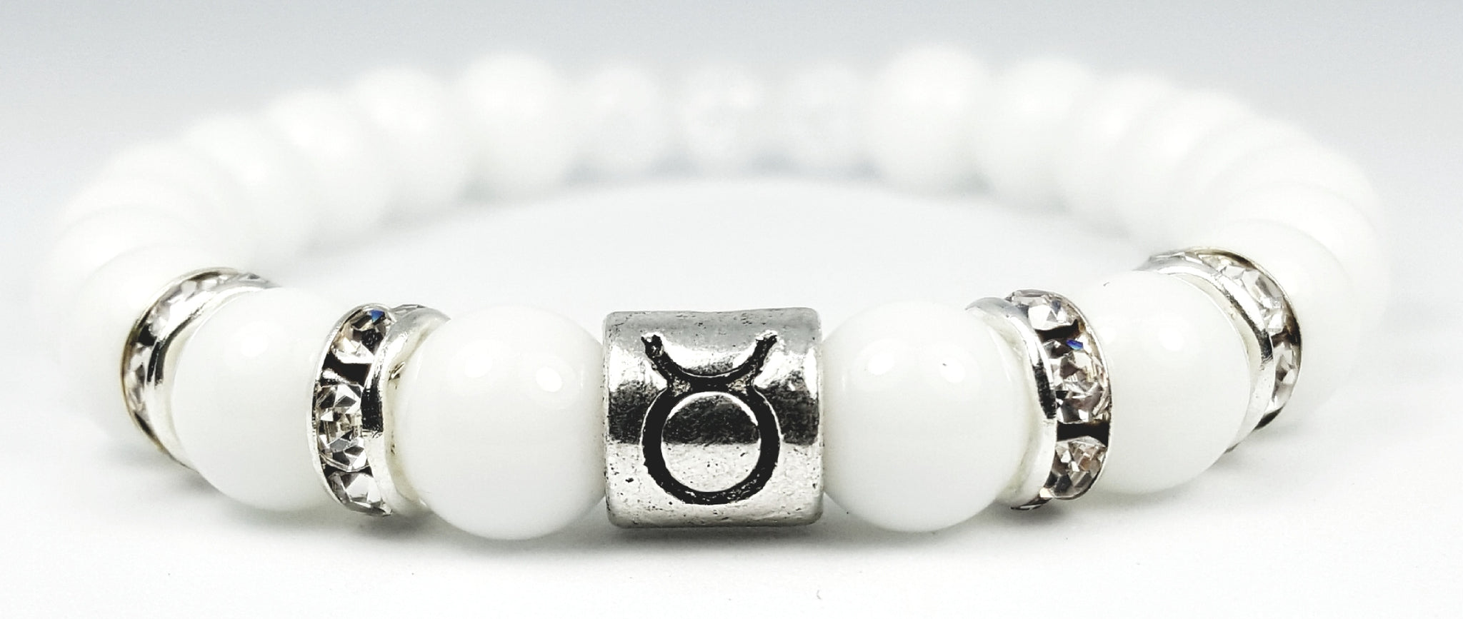 taurus's white crystal white onyx bracelet by zodiac bling
