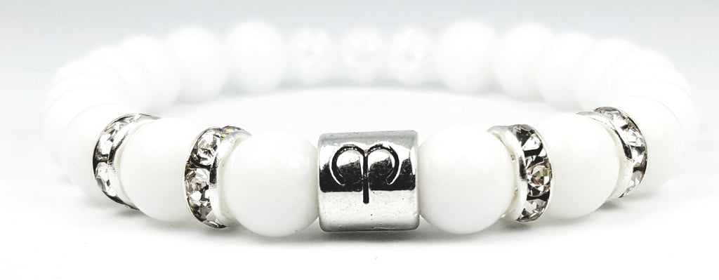 aries white crystal white onyx bracelet by zodiac bling