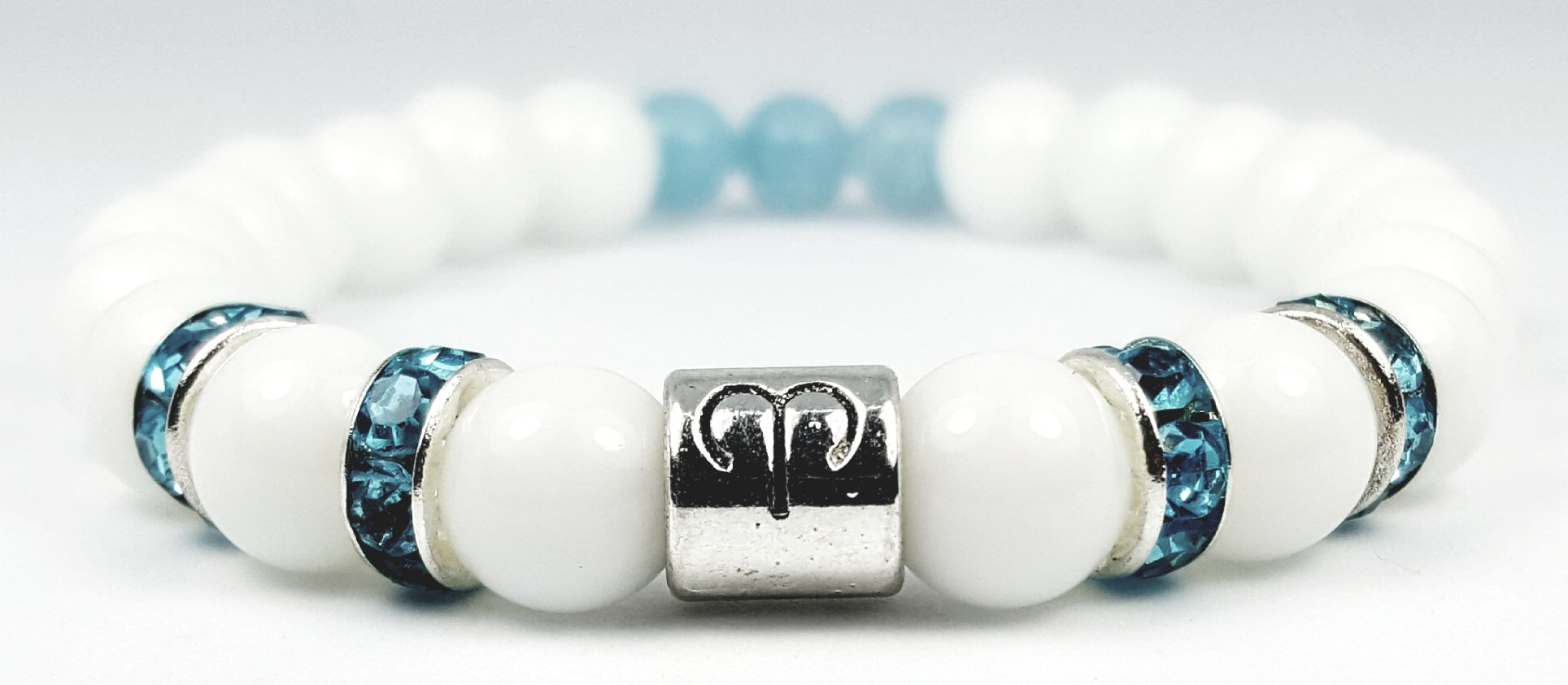 aries's aquamarine white onyx bracelet by zodiac bling